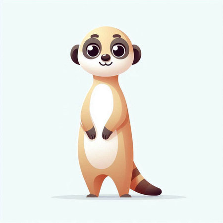 Cute cartoon meerkat standing on its hind legs. Vector illustration.のイラスト素材