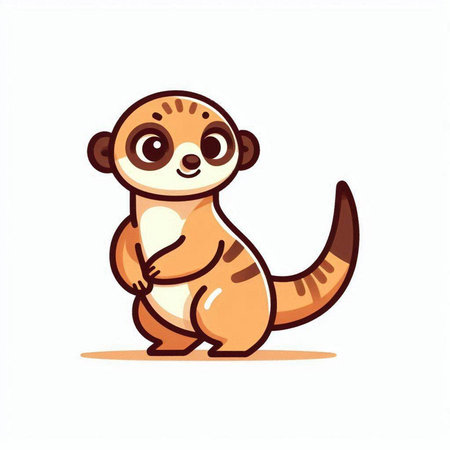 Cute cartoon meerkat on white background. Vector illustration.のイラスト素材
