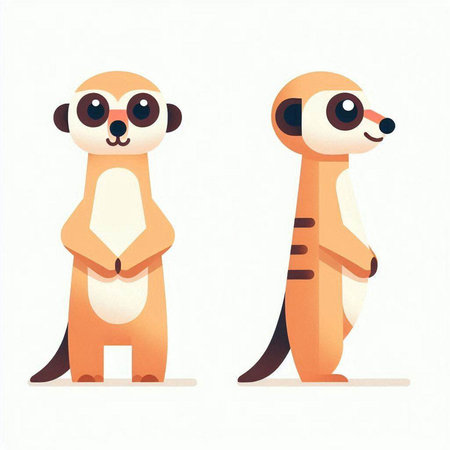 Cute cartoon meerkat. Hand drawn vector illustration isolated on white background.のイラスト素材