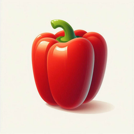 Illustration of a red bell pepper on a white background with shadowのイラスト素材