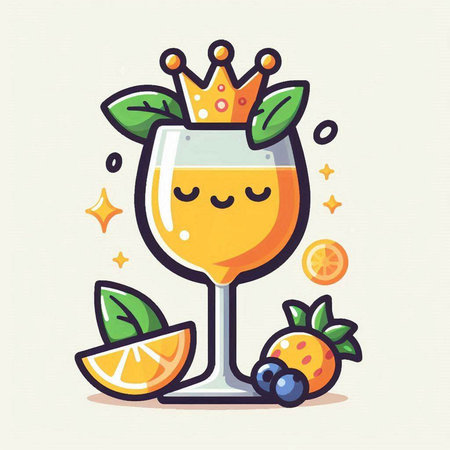 Cocktail with a crown. Vector illustration in cartoon style.のイラスト素材