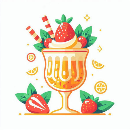 Strawberry milkshake in a glass. Vector illustration.のイラスト素材