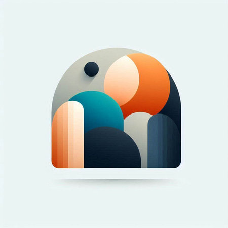 Abstract colorful design with geometric shapes. Modern minimal style. Vector illustration.のイラスト素材