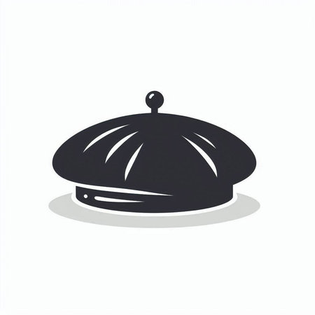Illustration of a restaurant cloche in black on a white backgroundのイラスト素材