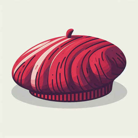 Illustration of a red hat, isolated on a white background.のイラスト素材