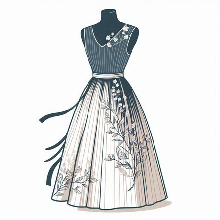 Wedding dress on a mannequin. Vector illustration.のイラスト素材