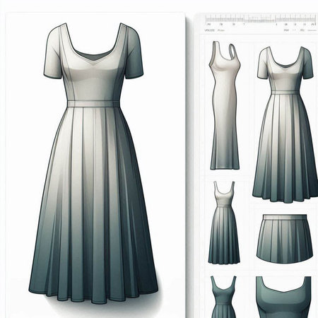 Womens evening dress set. Vector illustration. Clipping mask.のイラスト素材