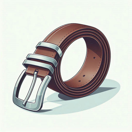 Illustration of a brown belt on a white background, vector illustrationのイラスト素材