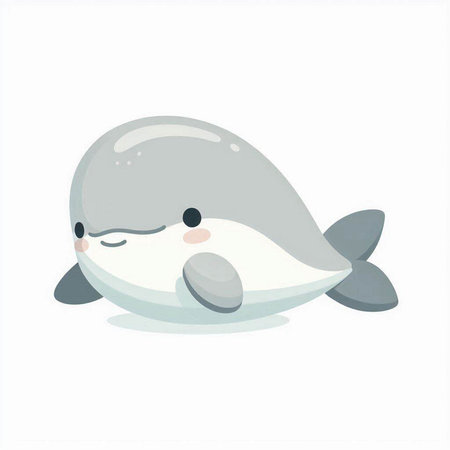 Cute cartoon narwhal isolated on white background. Vector illustration.のイラスト素材