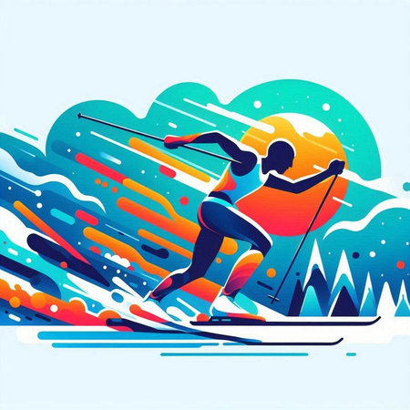 Skiing and snowboarding. Silhouette of a skier. Vector illustration.のイラスト素材