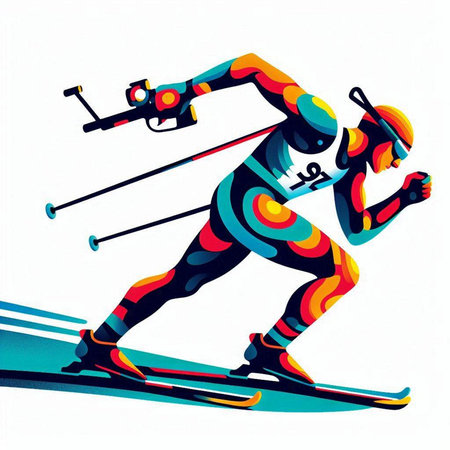 Skiing vector illustration. Silhouette of skier.のイラスト素材