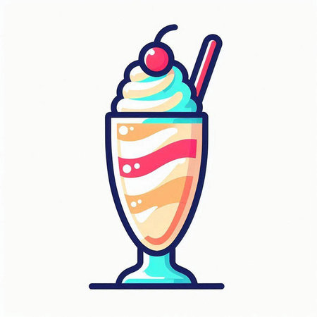 Milkshake icon in doodle style. Vector illustration.のイラスト素材