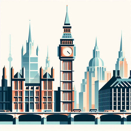 Big Ben London skyline. Vector illustration in retro style. Eps 10のイラスト素材