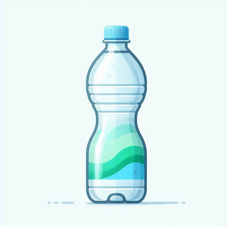 Bottle with water. Vector illustration of a plastic bottle with drinking water.のイラスト素材