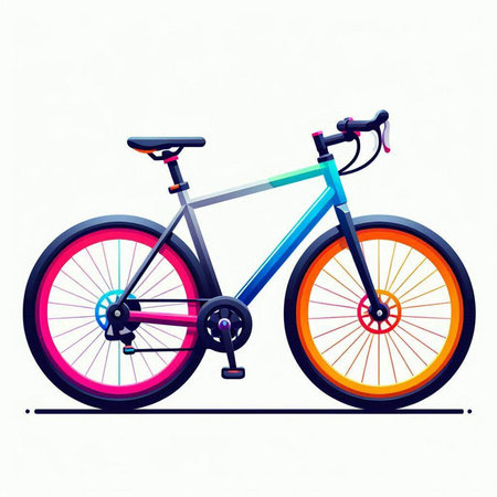Bicycle isolated on white background. Vector illustration in flat style.のイラスト素材