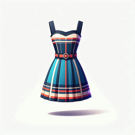 Illustration of a dirndl with a checkered patternのイラスト素材
