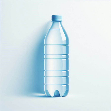 Illustration of a plastic bottle of water on a white background.のイラスト素材
