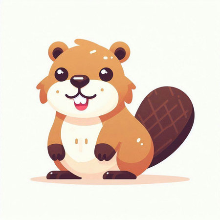 Beaver vector illustration. Cute cartoon beaver. Vector illustration.のイラスト素材