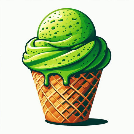 Ice cream in a waffle cup on a white background. Vector illustrationのイラスト素材