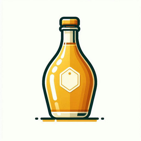 Vector illustration of a bottle of whiskey on a white background. Flat style.のイラスト素材