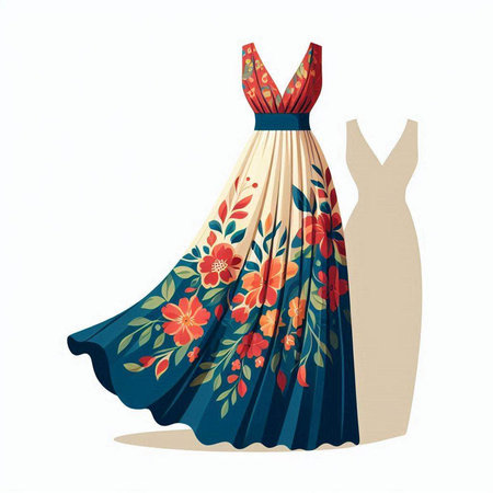 wedding dress on a mannequin. Vector illustration.のイラスト素材