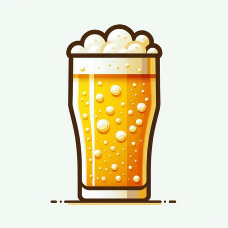 Vector illustration of a glass of beer with foam on a light backgroundのイラスト素材