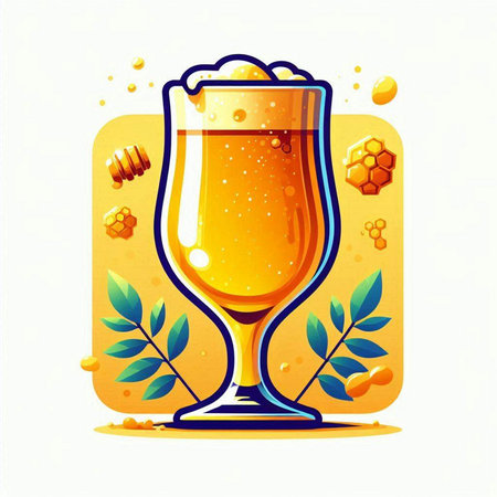 Glass of beer with foam and honeycombs. Vector illustration.のイラスト素材