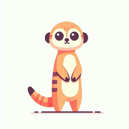 Cute cartoon meerkat on white background. Vector illustration.のイラスト素材