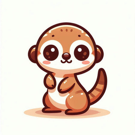 Cute little meerkat. Vector illustration isolated on white background.のイラスト素材