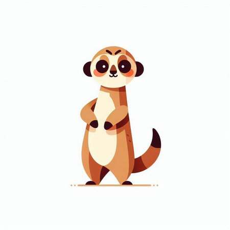 Cute cartoon meerkat isolated on white background. Vector illustration.のイラスト素材