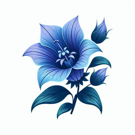 Blue flower isolated on white background. Vector illustration for your design.のイラスト素材