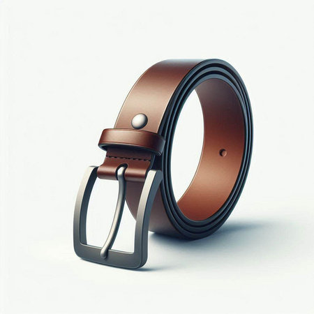 Brown belt on a white background. 3d render. Isolatedのイラスト素材