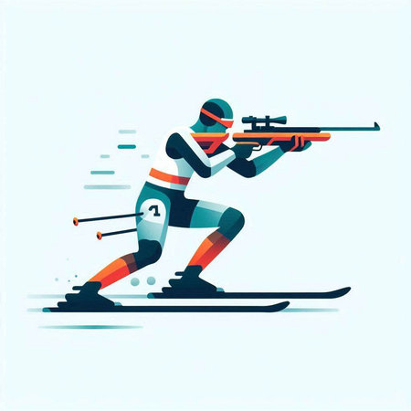 Skiing and cross-country skiing. Sportsman in action vector illustration.のイラスト素材