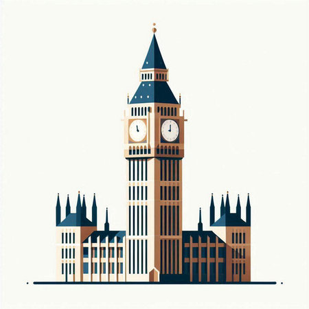 Big Ben, London, United Kingdom. Vector illustration in flat styleのイラスト素材