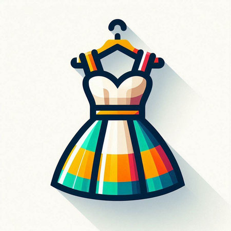 Dress on hanger, vector illustration. Flat design style.のイラスト素材