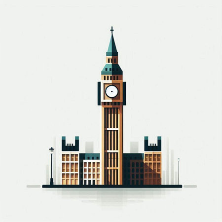 Big Ben, London, United Kingdom. Flat style vector illustration.のイラスト素材