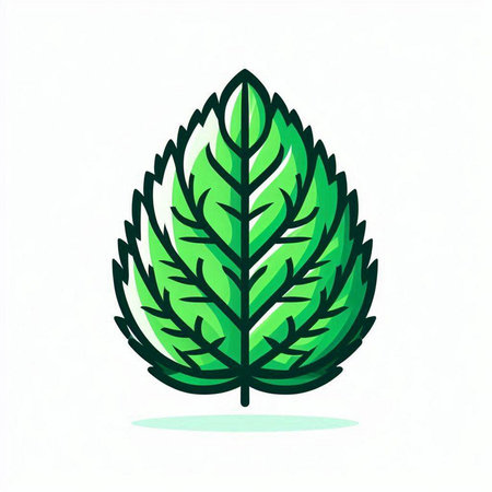 Green leaf icon on white background. Ecology concept. Vector illustration.のイラスト素材