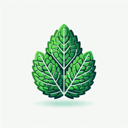 Mint icon. Vector illustration of a green mint leaf isolated on white background.のイラスト素材