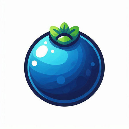 Blueberry icon isolated on white background. Cartoon style. Vector illustration.のイラスト素材