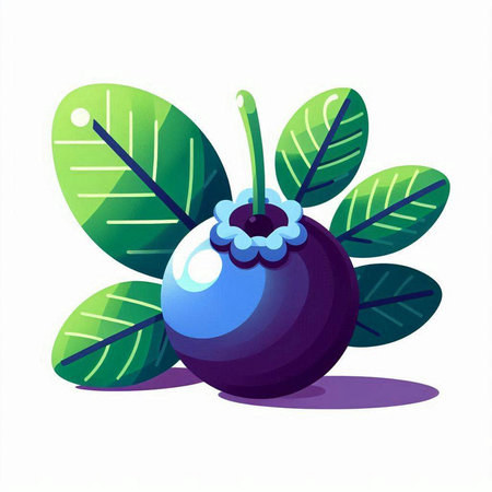 Blueberry with leaves isolated on a white background. Vector illustration.のイラスト素材