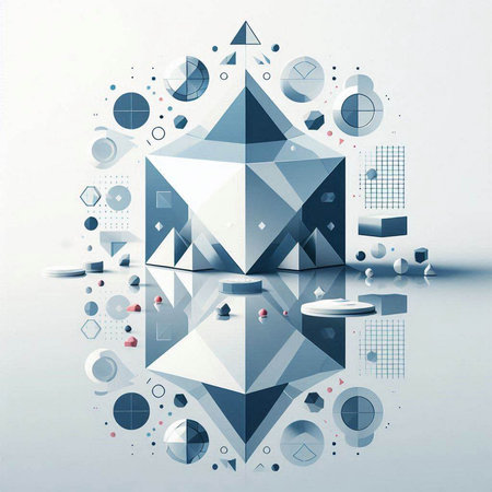 Abstract geometric background with 3d objects. Vector illustration. Eps 10のイラスト素材
