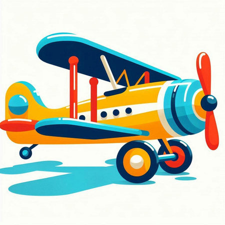 Retro airplane with propeller and propeller, vector illustration.のイラスト素材