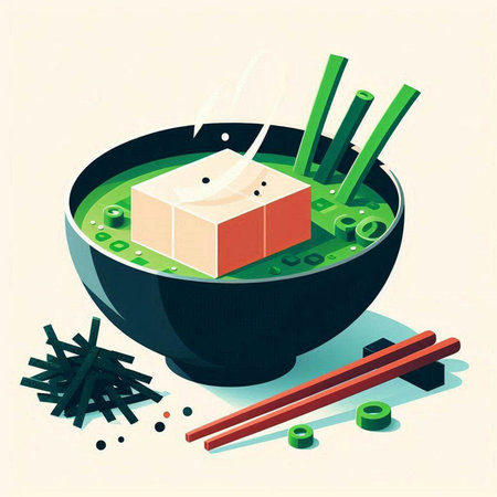 Illustration of japanese food in a bowl with chopsticksのイラスト素材