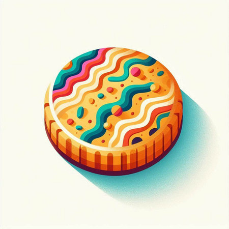 Illustration of a round cake with a pattern on a white backgroundのイラスト素材