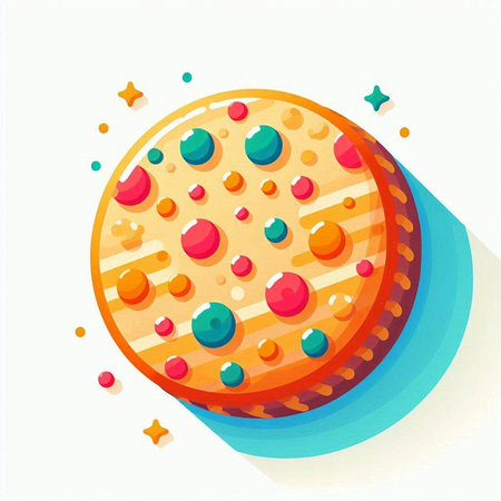 Round biscuit with colorful glaze on a white background. Vector illustration.のイラスト素材