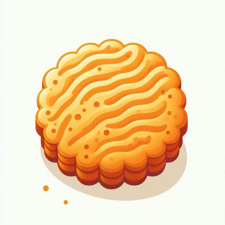 Illustration of a biscuit with a cream on a white backgroundのイラスト素材