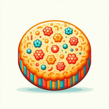 Cupcake with colorful sprinkles on white background. Vector illustration.のイラスト素材