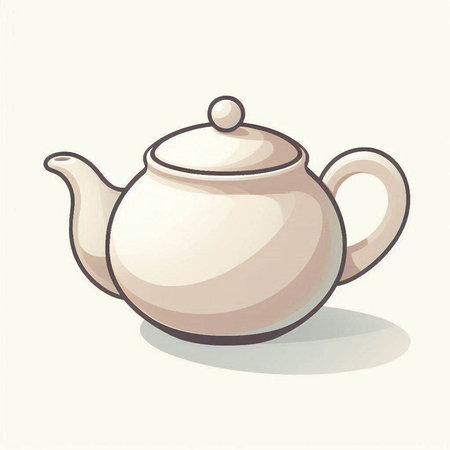 Illustration of a porcelain teapot on a white backgroundのイラスト素材