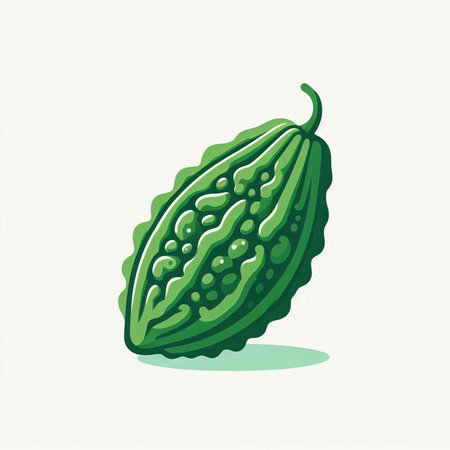 Bitter gourd on a white background. Vector illustration.のイラスト素材