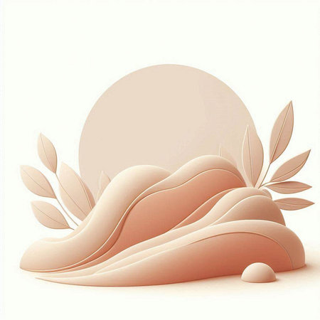 Abstract background with leaves and sun. Vector illustration for your design.のイラスト素材